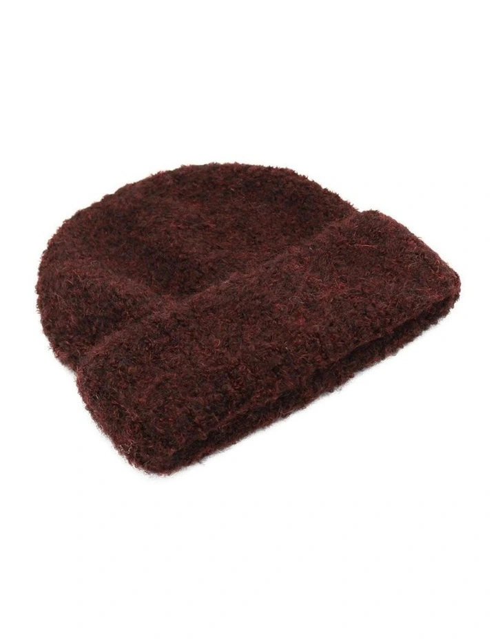 Freya Boucle Beanie in Burgundy Red image 6