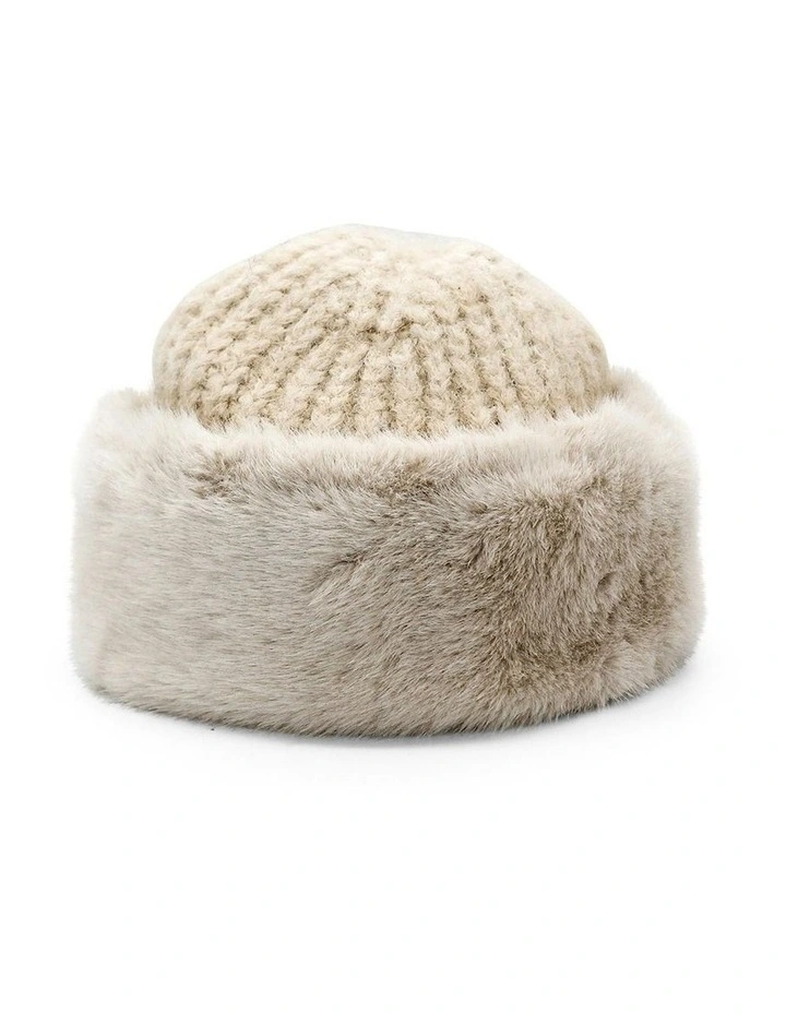 Kara Faux Fur Hat in Cream image 1