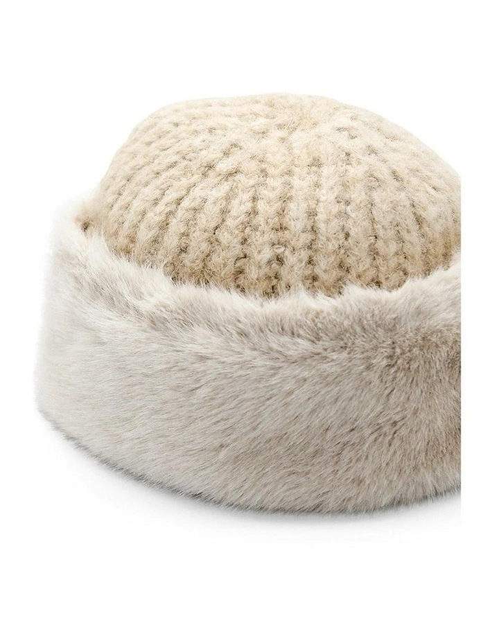 Kara Faux Fur Hat in Cream image 4