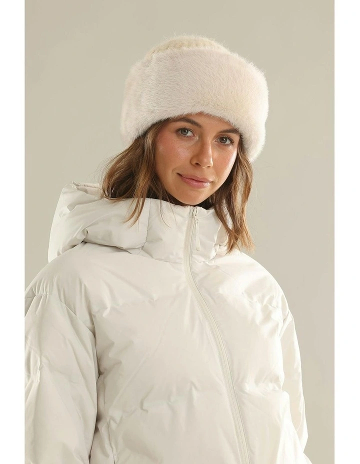 Kara Faux Fur Hat in Cream image 6