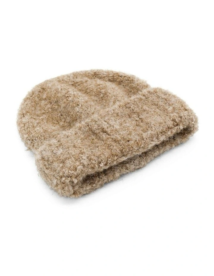 Freya Boucle Beanie in Beige image 5