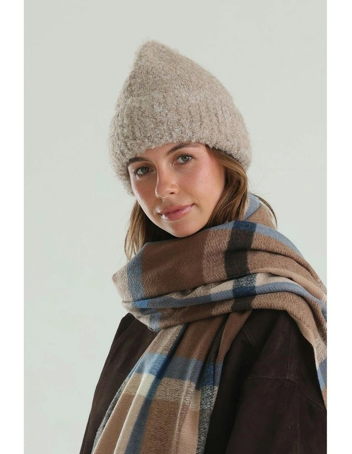 Freya Boucle Beanie in Beige image 7