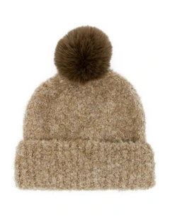 Elsie Boucle Beanie in Beige