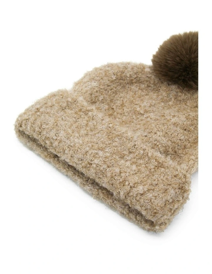 Elsie Boucle Beanie in Beige image 5
