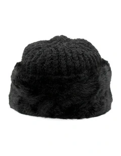 Kara Faux Fur Hat in Black