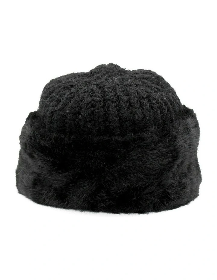 Kara Faux Fur Hat in Black image 1