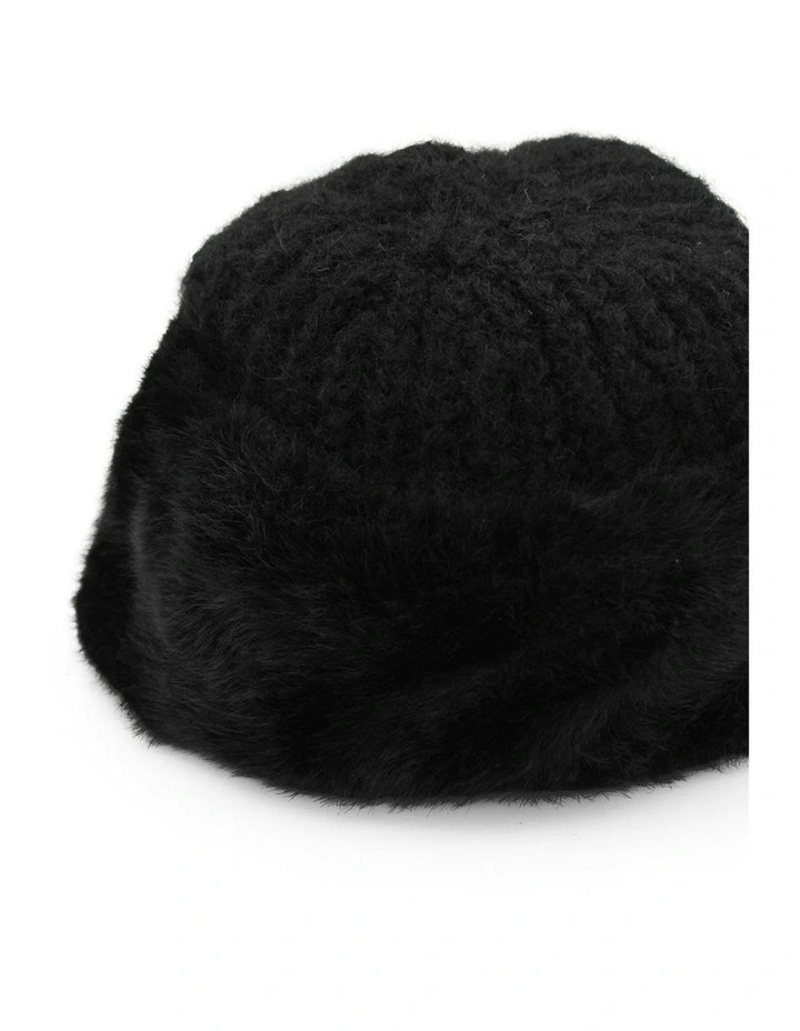 Kara Faux Fur Hat in Black image 4