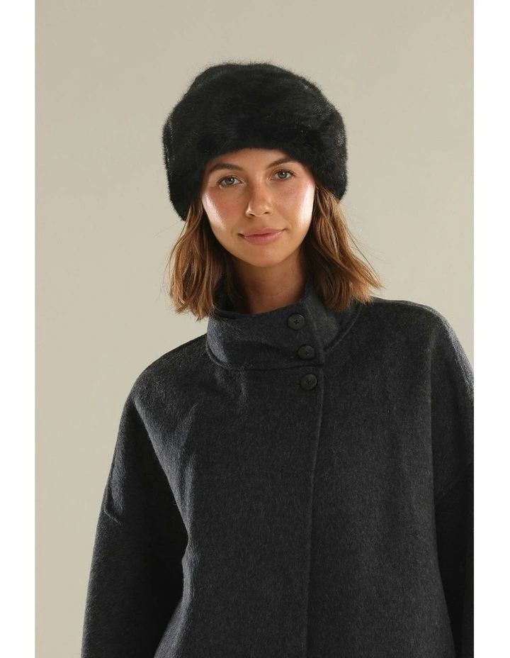 Kara Faux Fur Hat in Black image 6