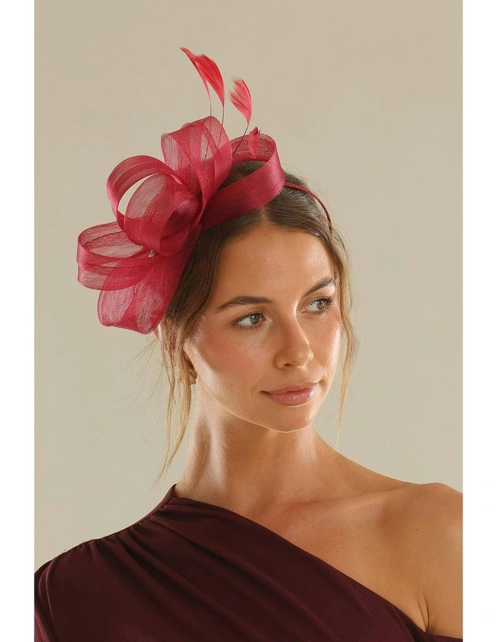 Nyla Fascinator in Burgundy Red image 2