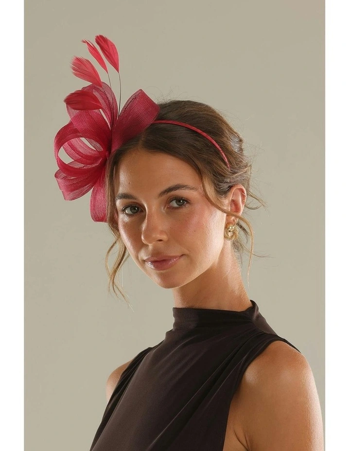 Nyla Fascinator in Burgundy Red image 6