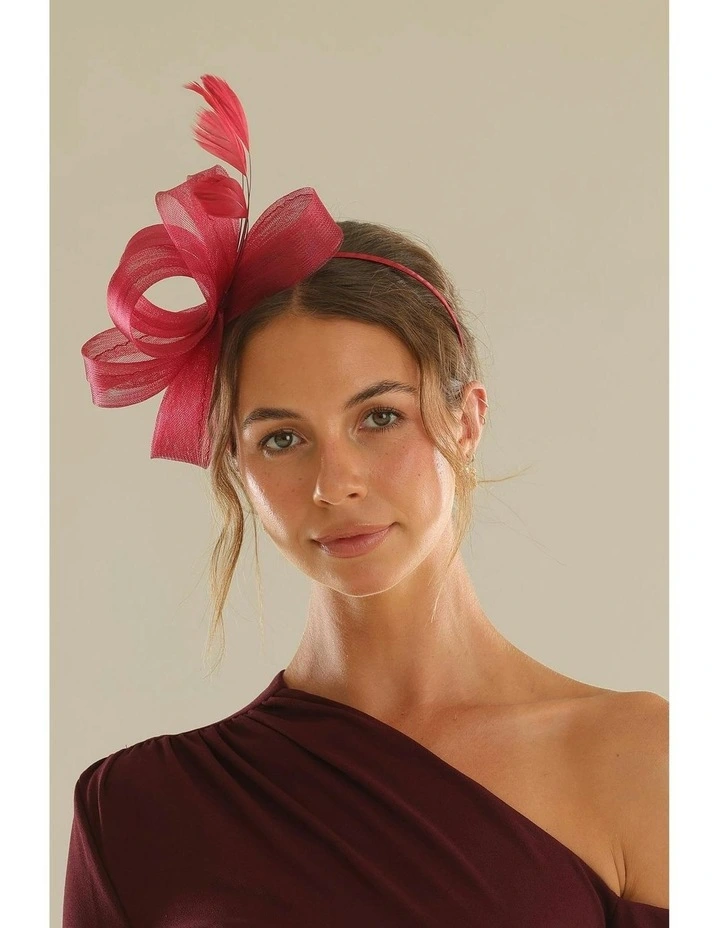 Nyla Fascinator in Burgundy Red image 7