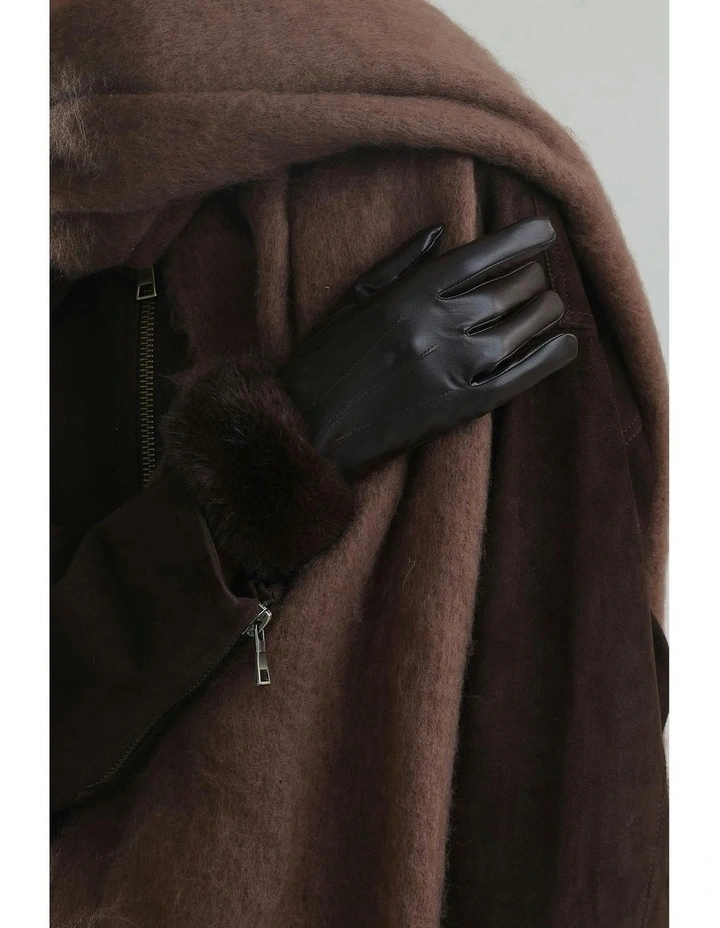 Gia Faux Leather Gloves in Brown image 2