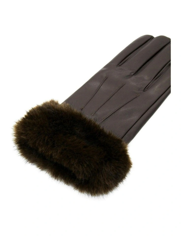 Gia Faux Leather Gloves in Brown image 5