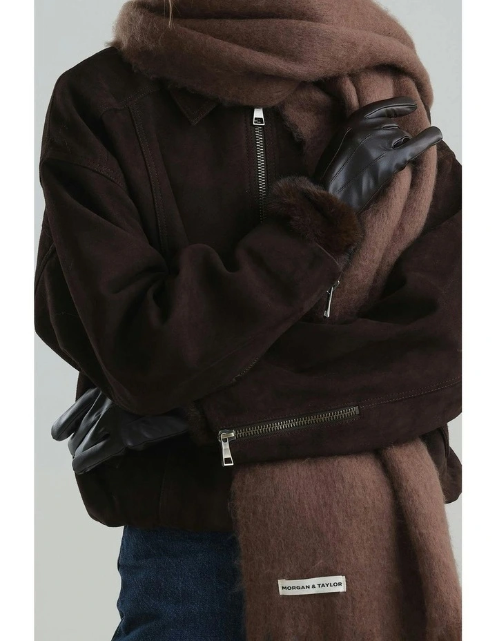 Gia Faux Leather Gloves in Brown image 6