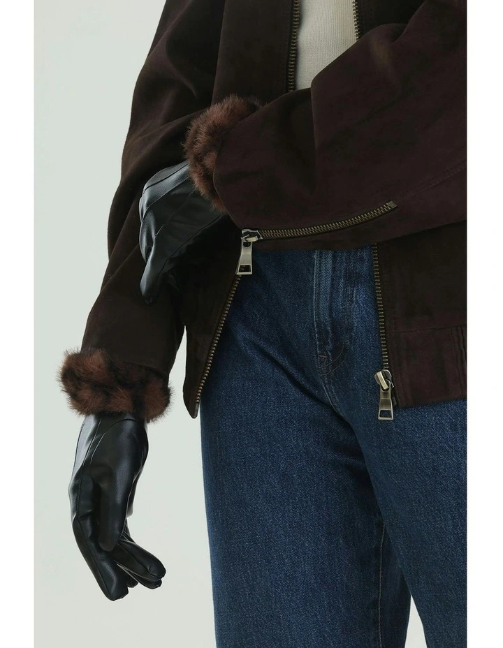 Gia Faux Leather Gloves in Black image 2