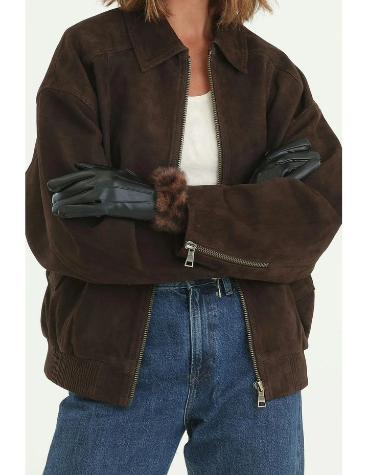 Gia Faux Leather Gloves in Black image 4