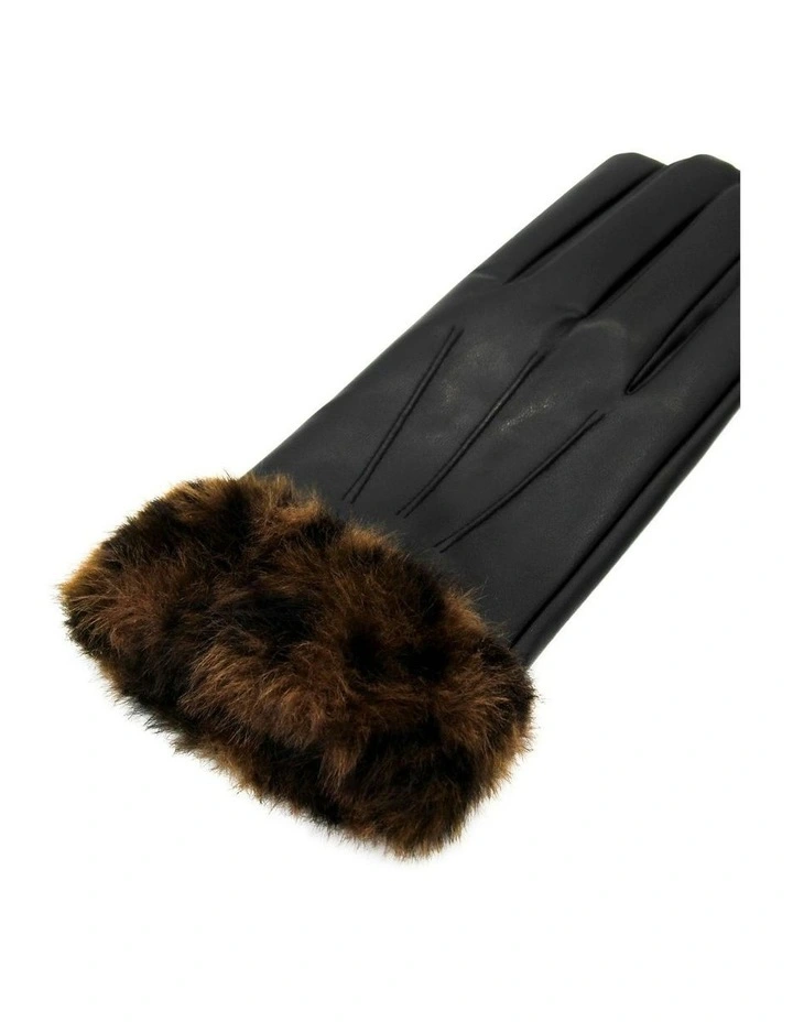 Gia Faux Leather Gloves in Black image 5