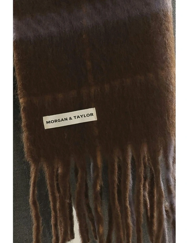 Hallie Scarf in Chocolate Brown Check image 6