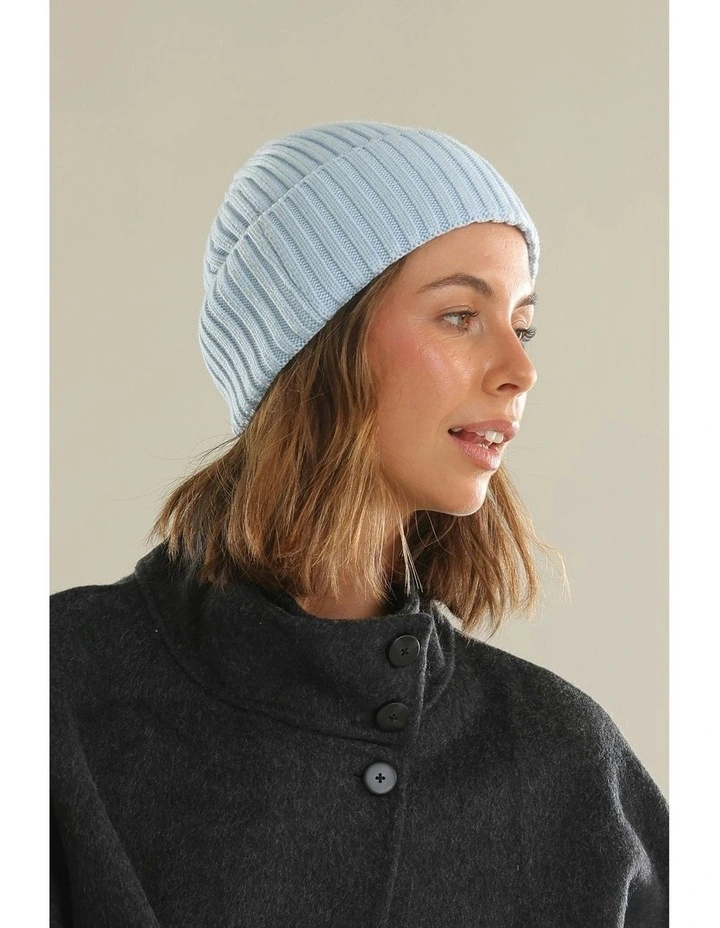 Mia Wool-Blend Beanie in Pale Blue image 2