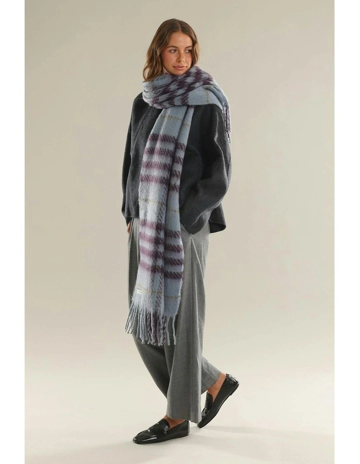 Hallie Scarf in Blue & Brown Check image 2