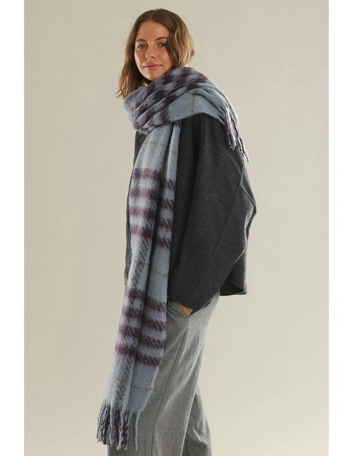 Hallie Scarf in Blue & Brown Check image 5