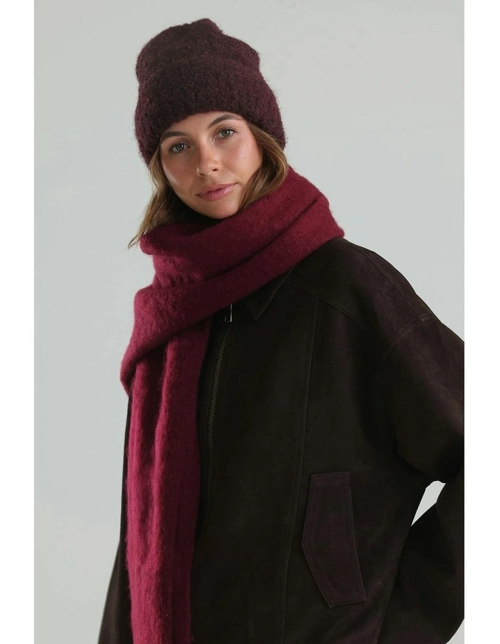 Ella Woven Scarf in Burgundy Red image 3