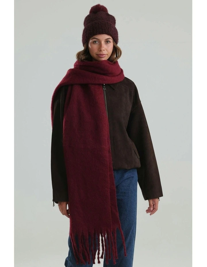 Ella Woven Scarf in Burgundy Red image 5