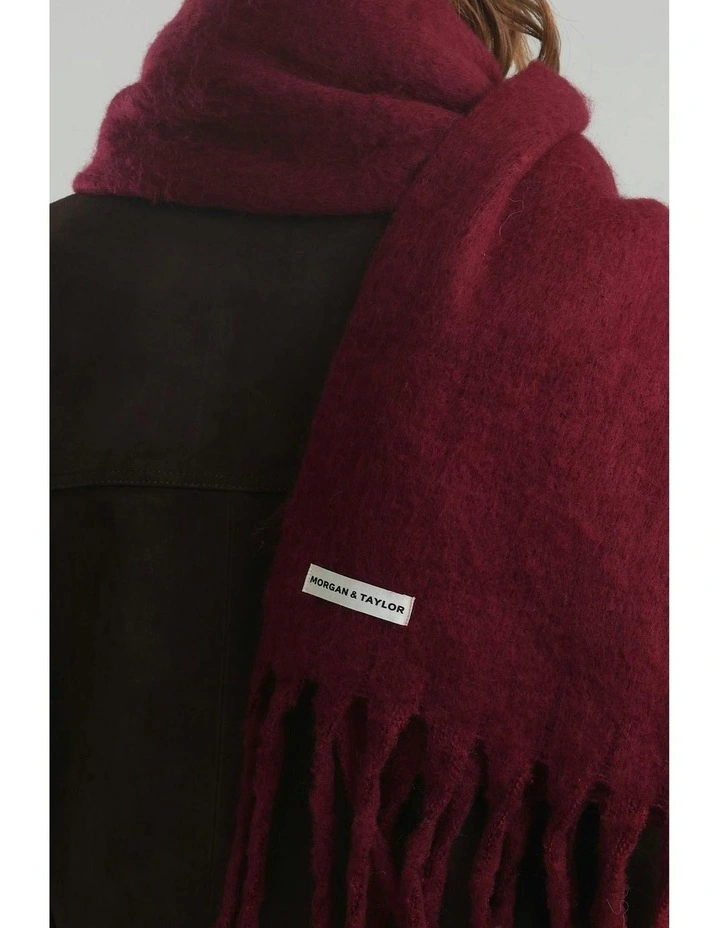 Ella Woven Scarf in Burgundy Red image 7
