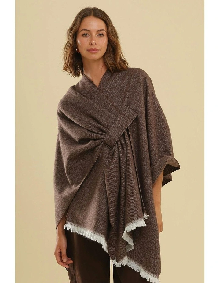 Concetta Poncho in Brown image 2