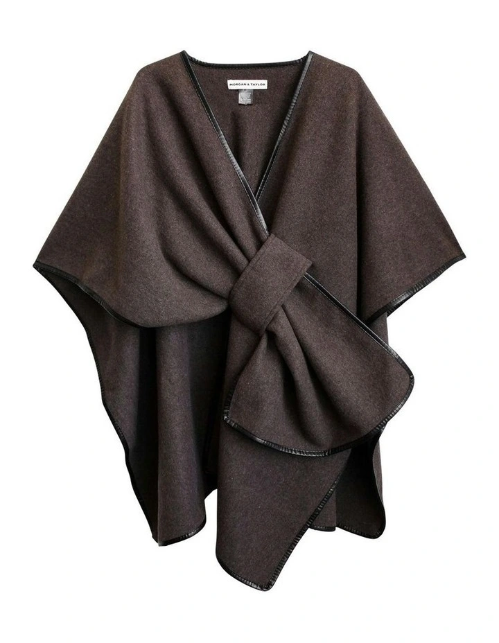 Jane Bias-Edged Poncho Chocolate Brown image 1