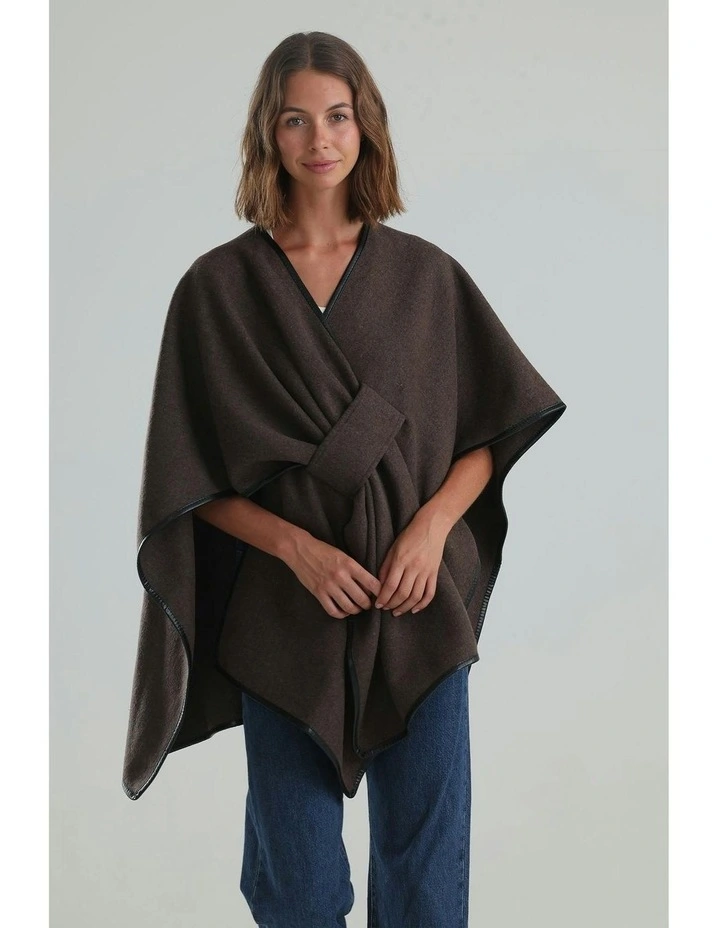 Jane Bias-Edged Poncho Chocolate Brown image 2