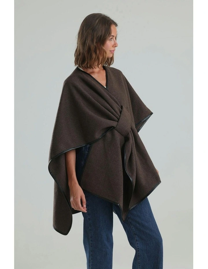 Jane Bias-Edged Poncho Chocolate Brown image 3