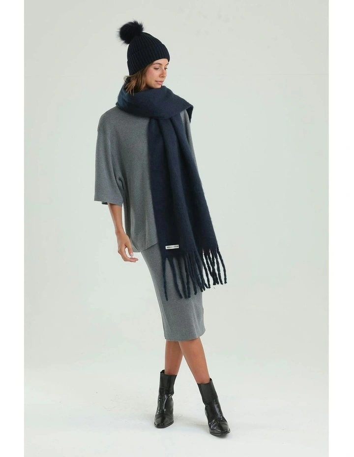 Ella Woven Scarf in Navy Blue image 2