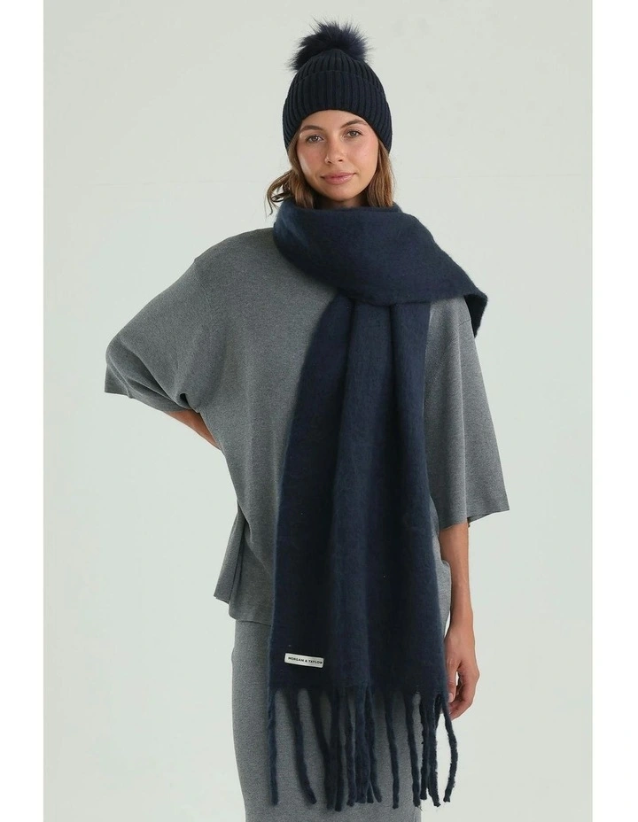 Ella Woven Scarf in Navy Blue image 3