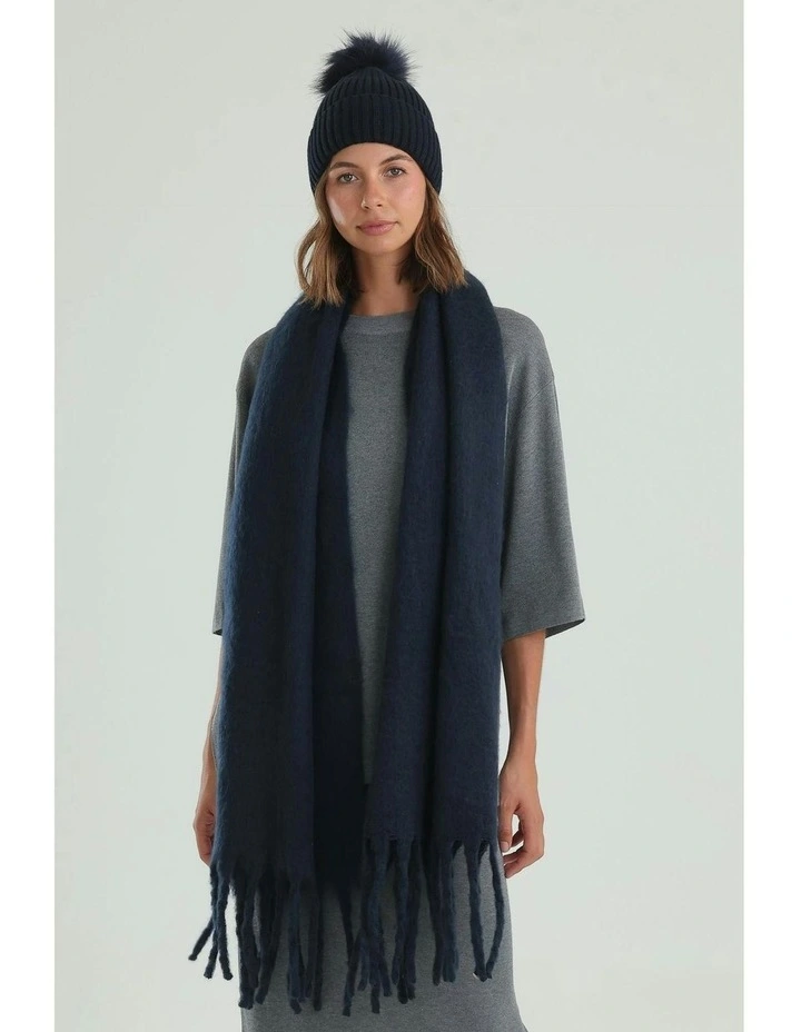 Ella Woven Scarf in Navy Blue image 5