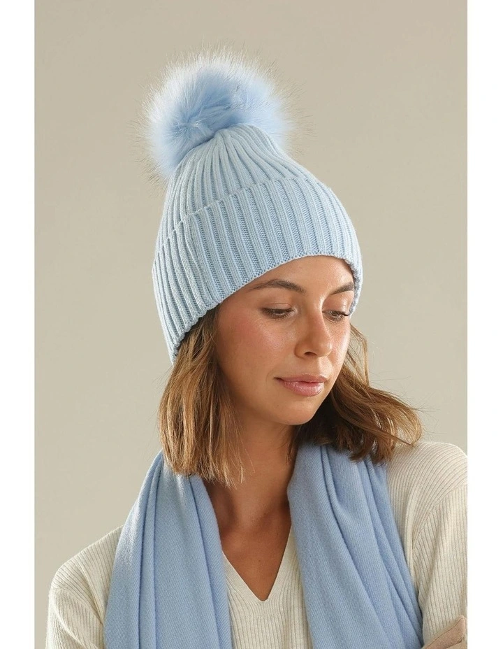 Valentine Wool-Blend Beanie in Pale Blue image 3