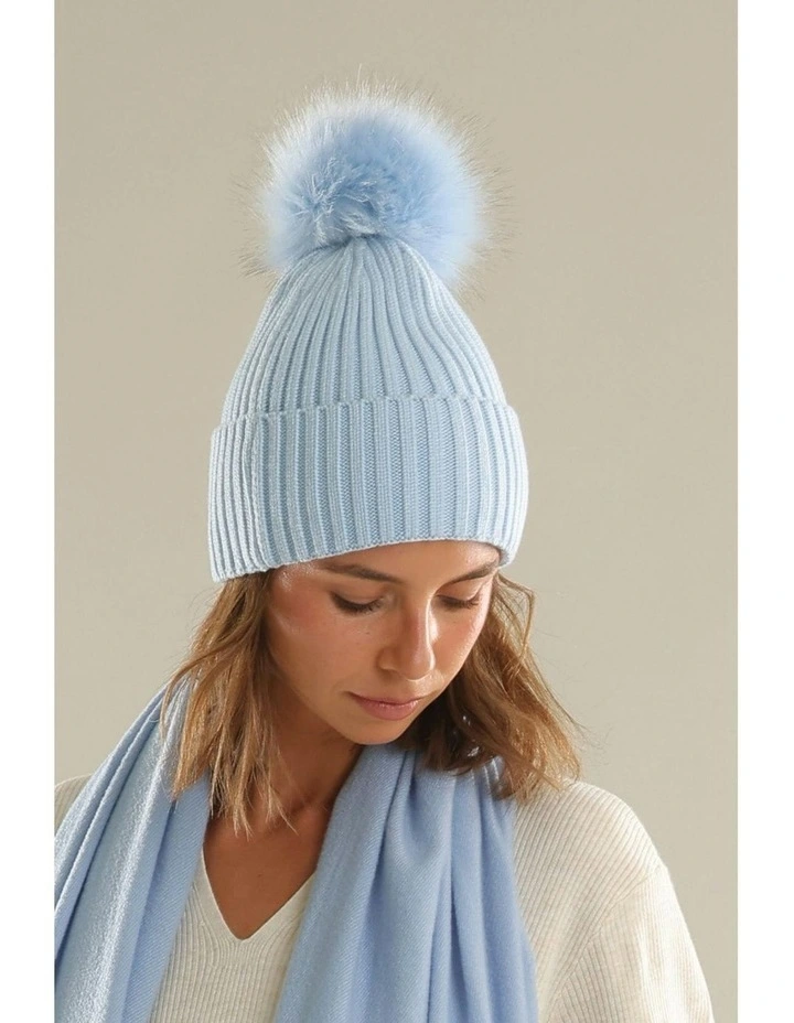 Valentine Wool-Blend Beanie in Pale Blue image 7