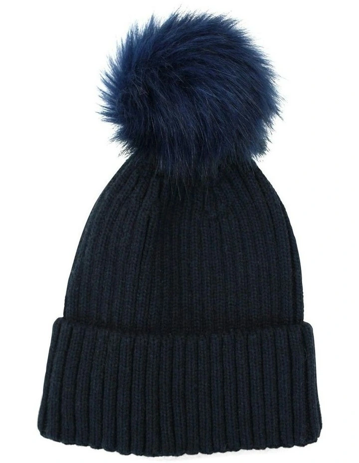 Valentine Wool Blend Beanie in Navy Blue image 1