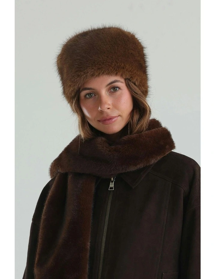 Elaina Faux Fur Cossack Hat in Brown image 4