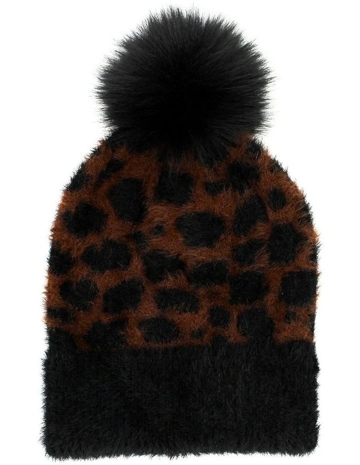Hazel Leopard Beanie in Brown image 1