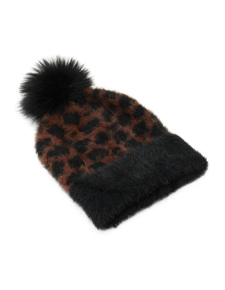 Hazel Leopard Beanie in Brown image 3