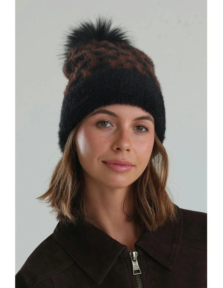 Hazel Leopard Beanie in Brown image 4