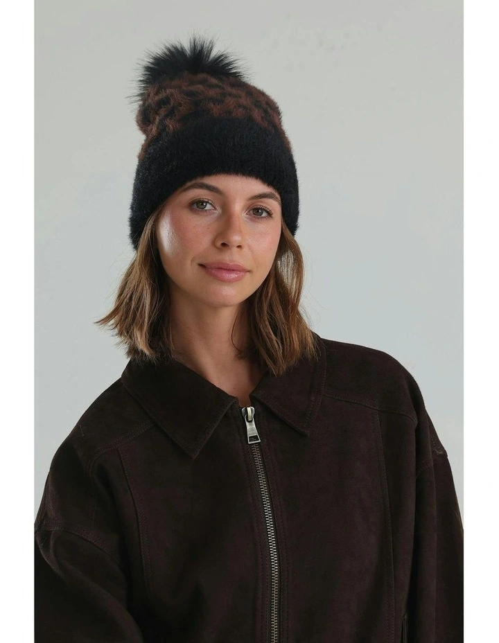 Hazel Leopard Beanie in Brown image 6
