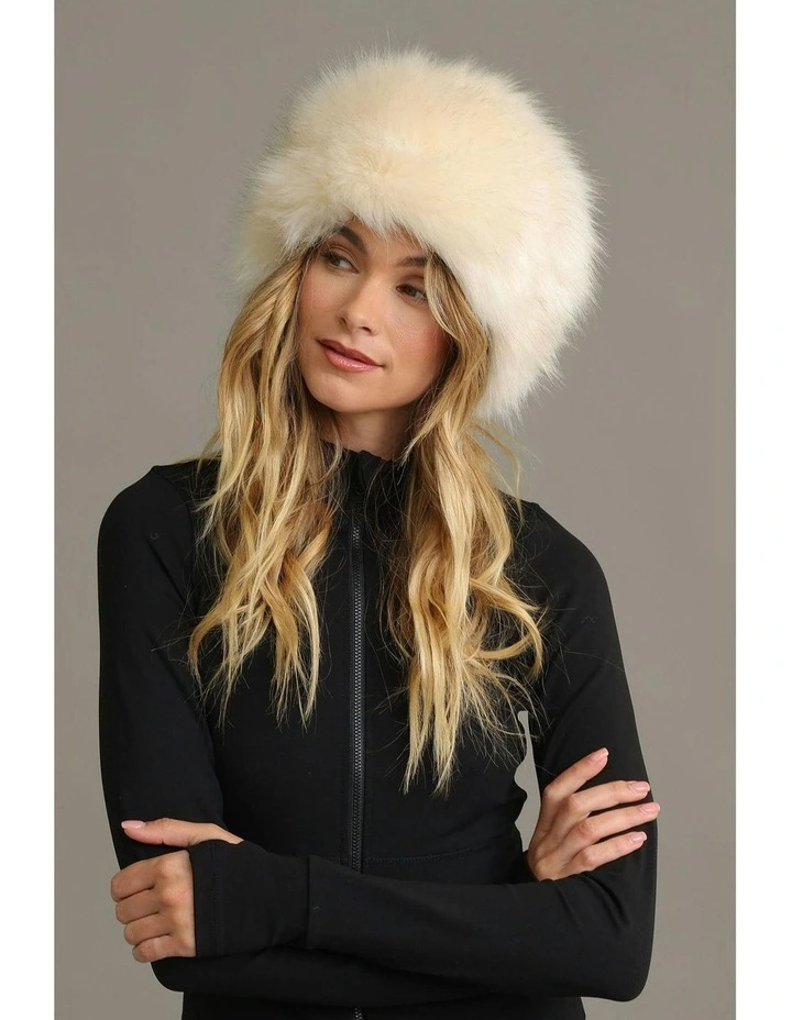 Elaina Faux Fur Cossack Ski Hat in Cream image 5