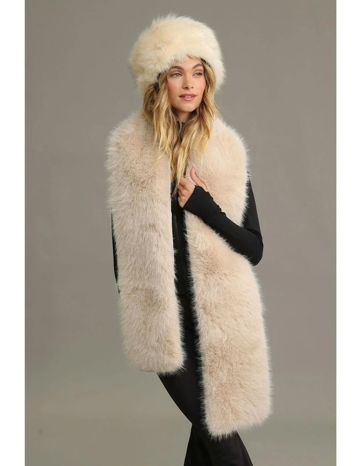 Elaina Faux Fur Cossack Ski Hat in Cream image 6
