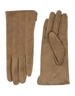 Amalie Faux Suede Gloves in Beige
