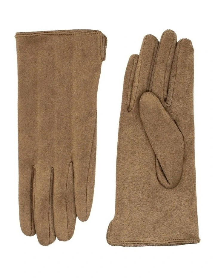 Amalie Faux Suede Gloves in Beige image 1