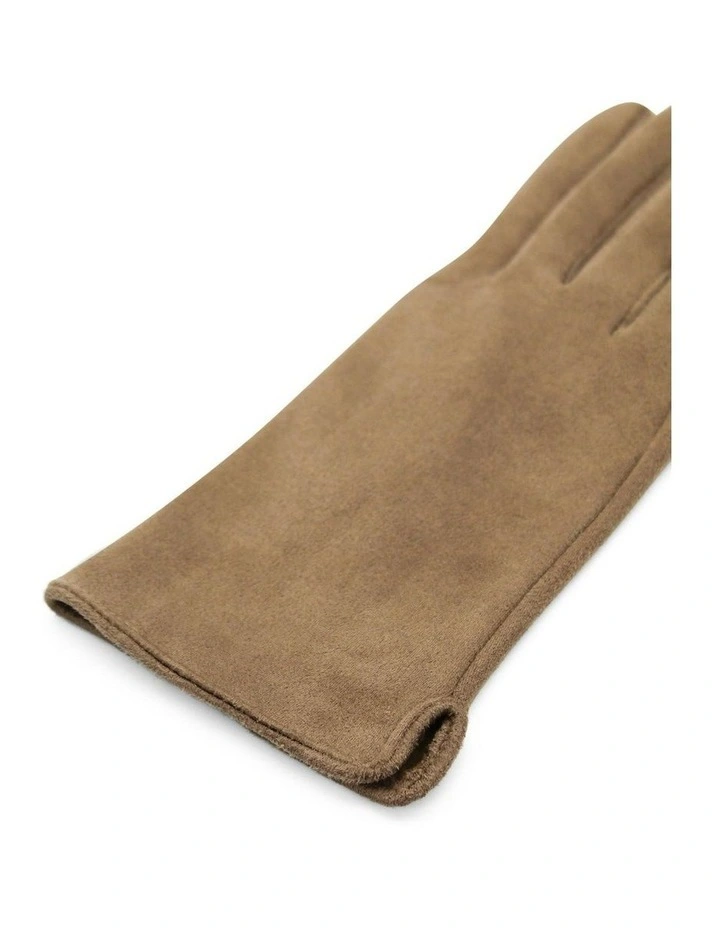 Amalie Faux Suede Gloves in Beige image 5