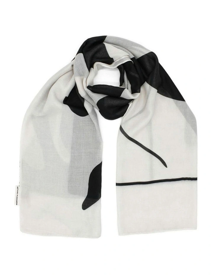 Olivia Light-Weight Scarf in Black & White image 1