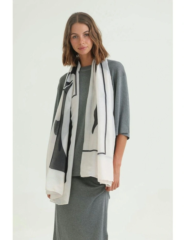 Olivia Light-Weight Scarf in Black & White image 2